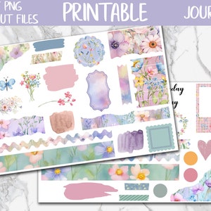 Wild Spring | Bullet Journal Printable Stickers, Floral Diary Digital Sticker, Wild Flowers Bujo Journal Sticker Kit, Journaling Stickers