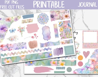 Wild Spring | Bullet Journal Printable Stickers, Floral Diary Digital Sticker, Wild Flowers Bujo Journal Sticker Kit, Journaling Stickers