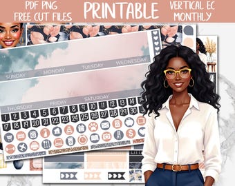 Boss Lady | Printable Planner Stickers, Erin Condren Monthly Planner Stickers, ECLP Digital Stickers, Boss Girl, Office Work Sticker Kit