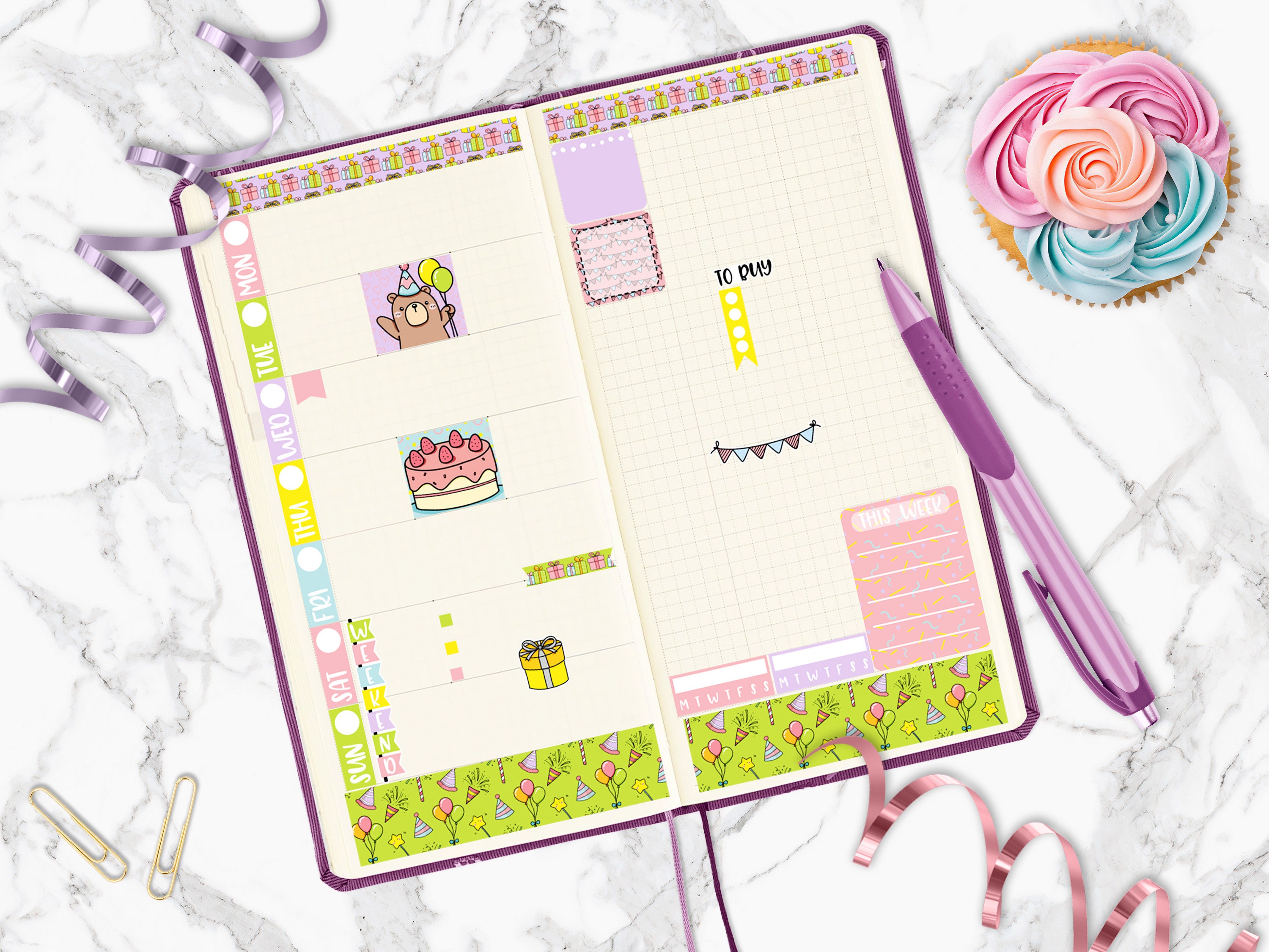 Happy Bearday | Birthday Party Hobonichi Weeks Printable Planner ...