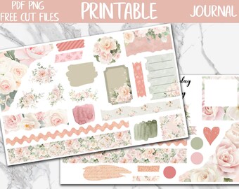Rosie Reverie | Bullet Journal Printable Stickers, Floral Diary Digital Sticker, Roses Bujo Journal Sticker Kit, Spring Journaling Sticker