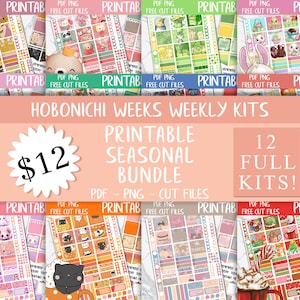 Hobonichi Weeks Weekly Kits Seasonal Bundle | Hobonichi Planner Printable Stickers, Digital Stickers, Sticker Bundle, Printable Sticker Kits