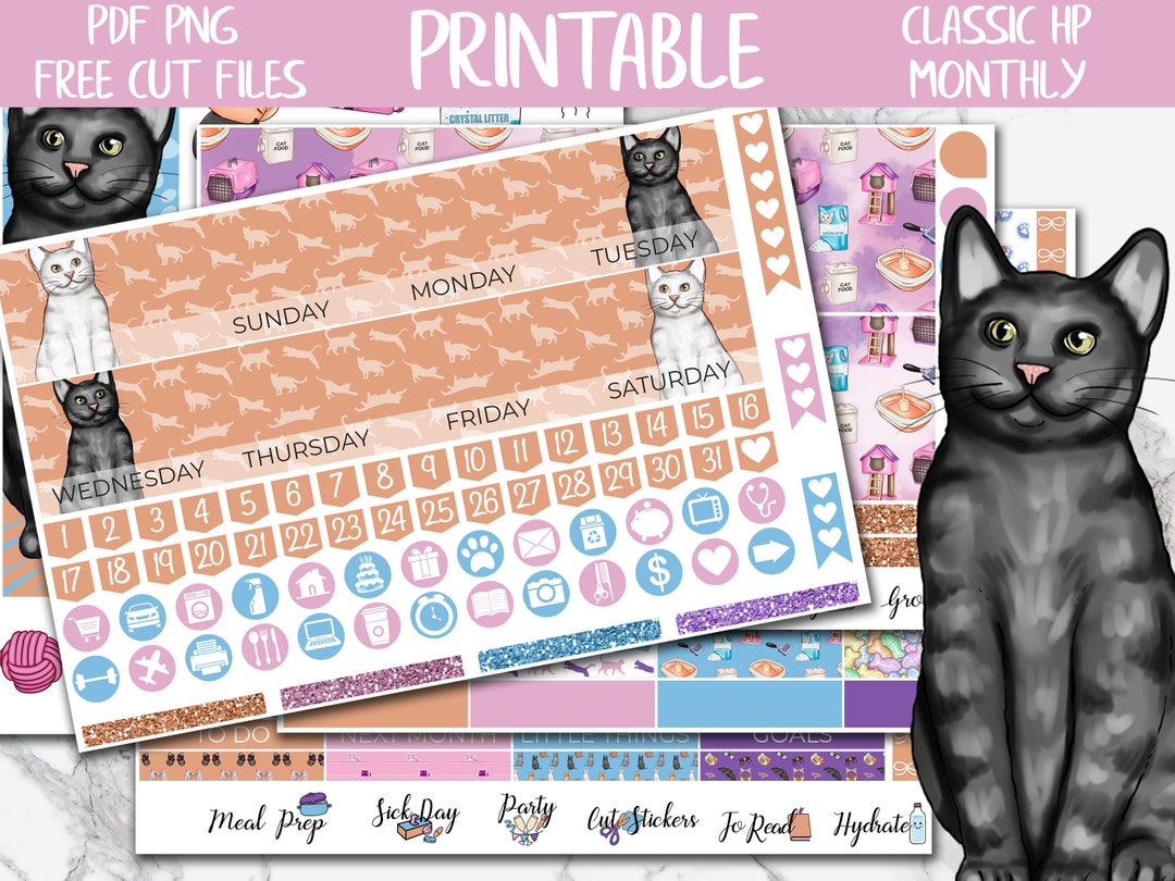 Cat Lover | Cat Mom Classic Happy Planner Printable Monthly Stickers ...