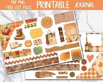 Falling Books | Bullet Journal Printable Stickers, Autumn Book Lover Digital Sticker PNG, Reading Journal Sticker Kit, Journaling Stickers