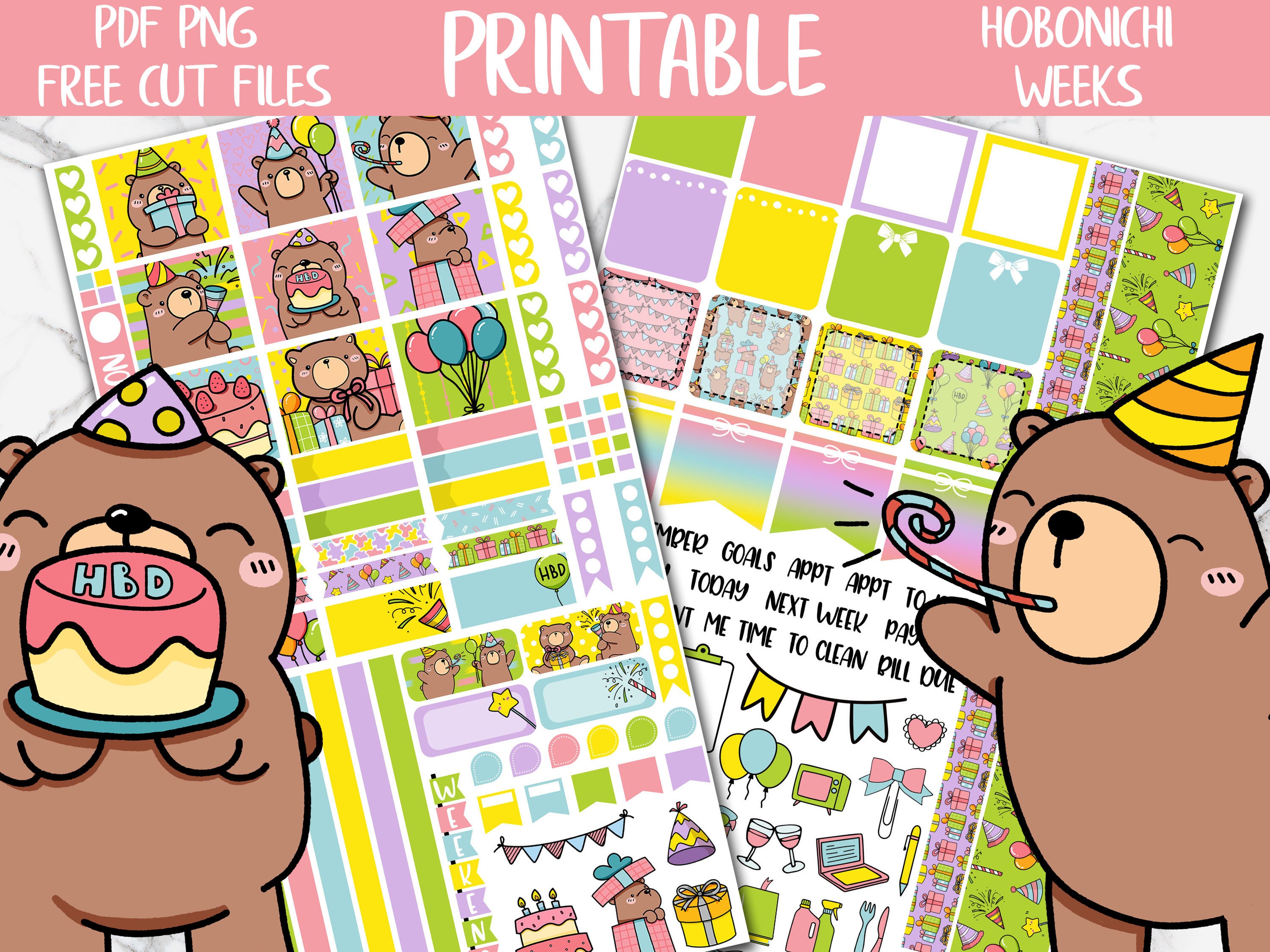Happy Bearday Birthday Party Hobonichi Weeks Printable - Etsy