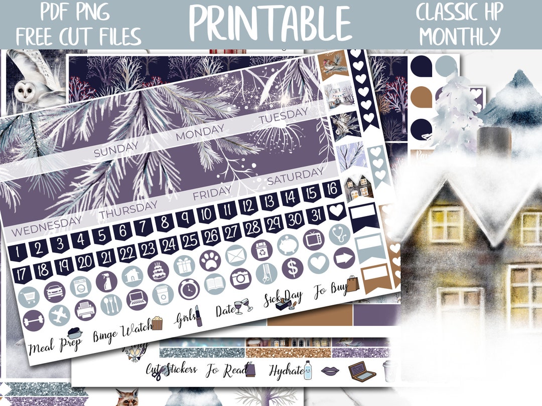 Cold Nights | Winter Classic Happy Planner Printable Monthly Stickers ...