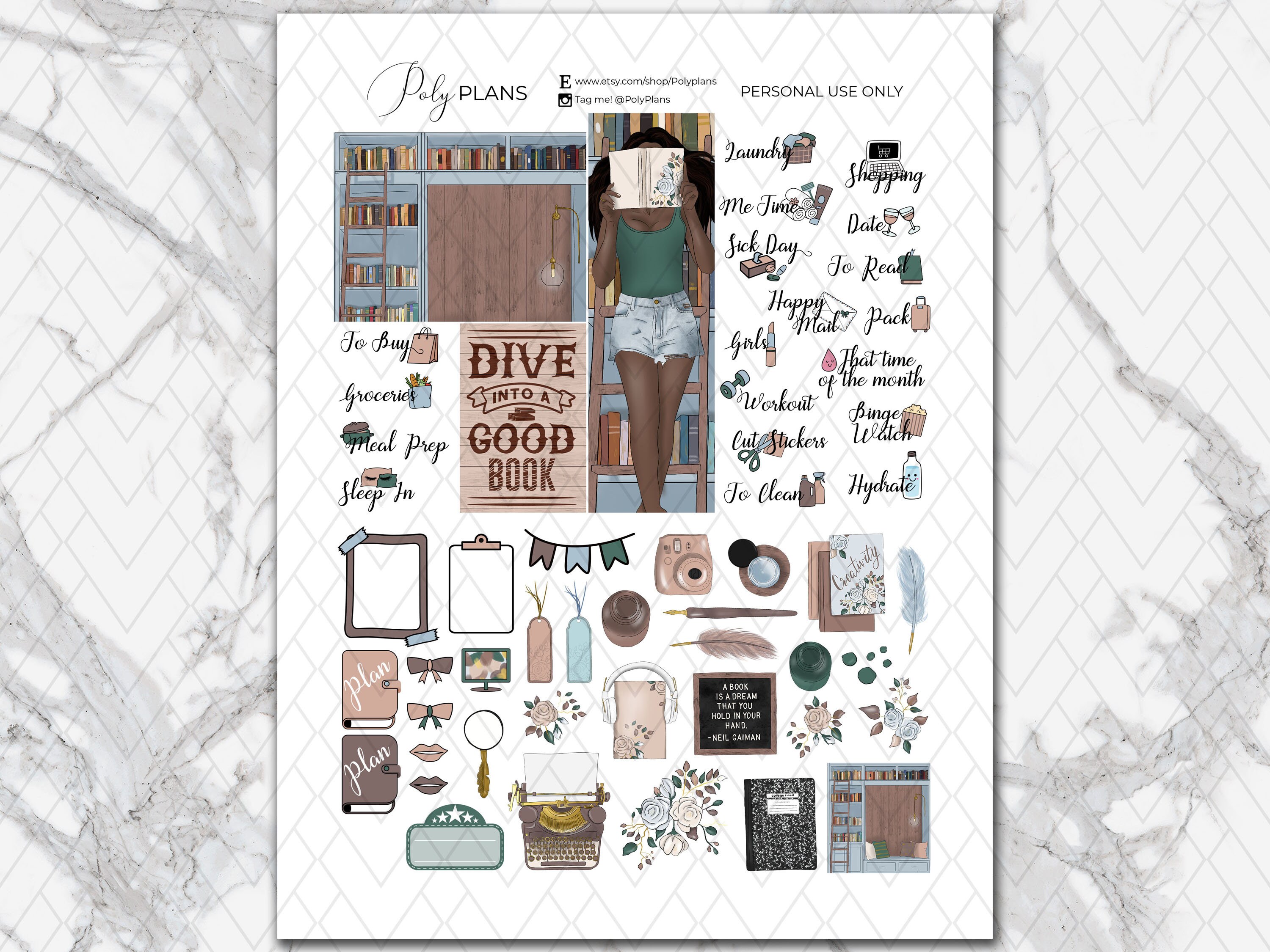 Book Lover | Reading Classic Happy Planner Printable Weekly Stickers ...