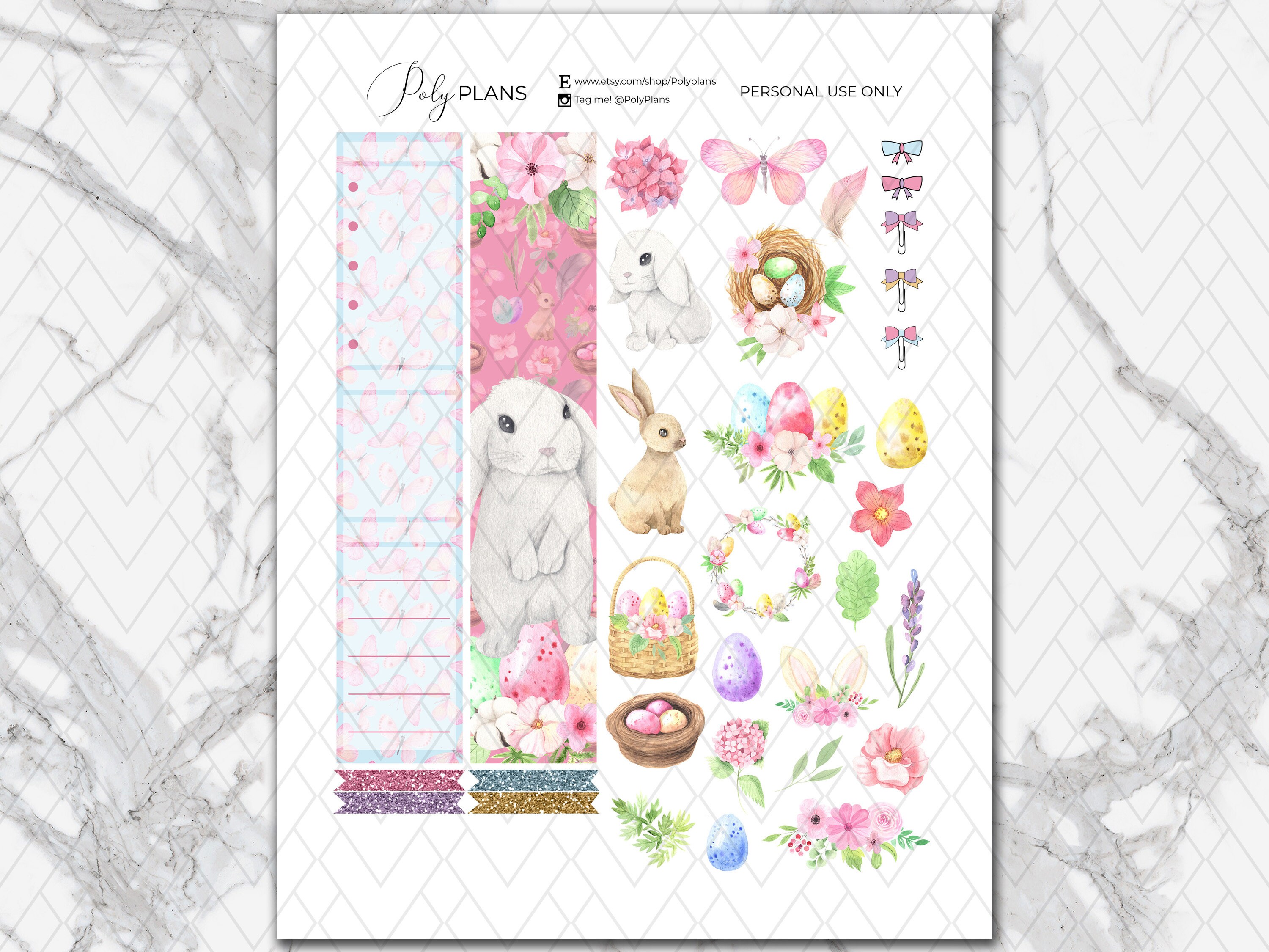 Easter | Bunny Classic Happy Planner April Printable Monthly Stickers ...