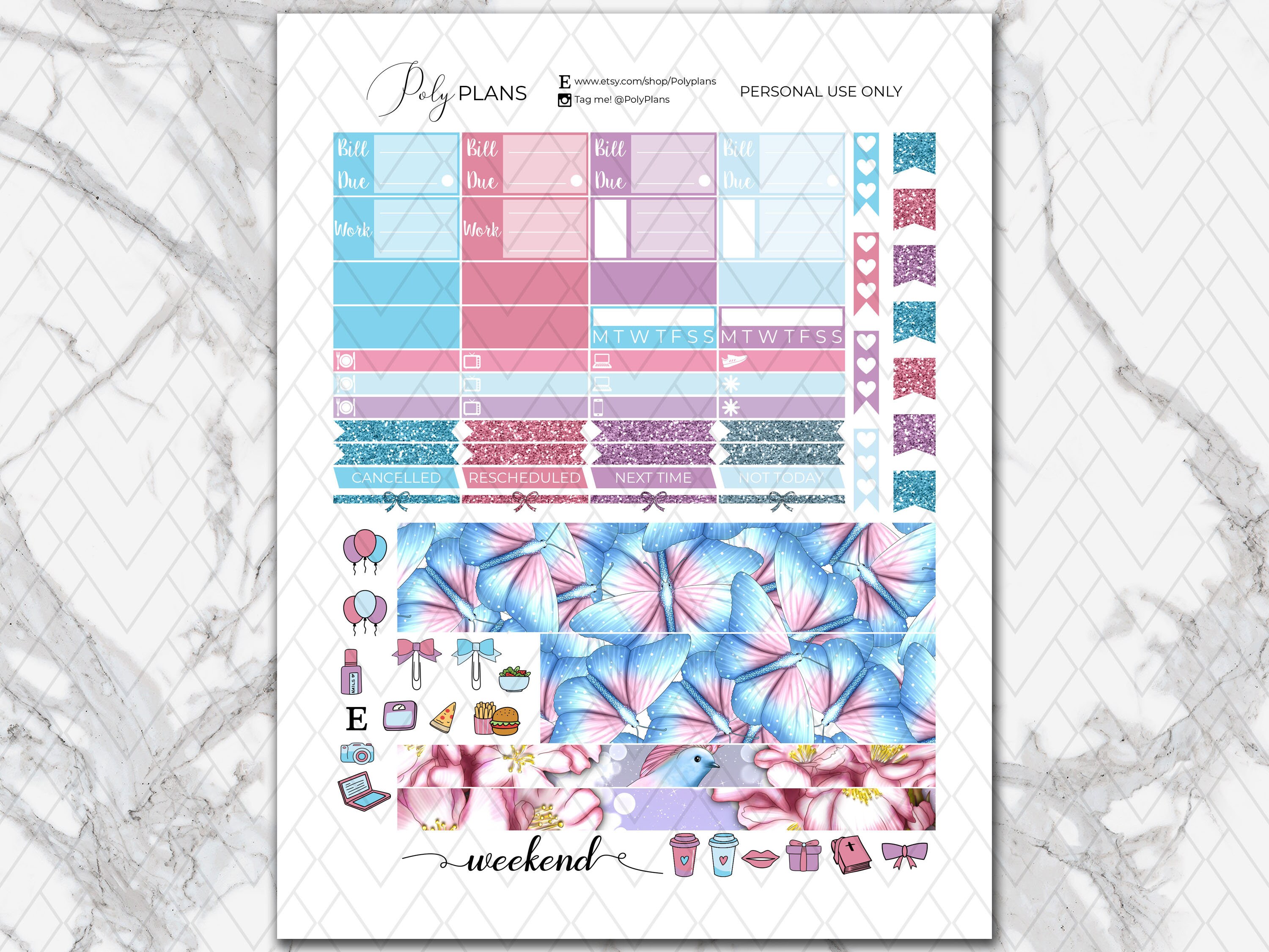 Cherry Blossom | Pink Floral Erin Condren Planner Printable Weekly ...