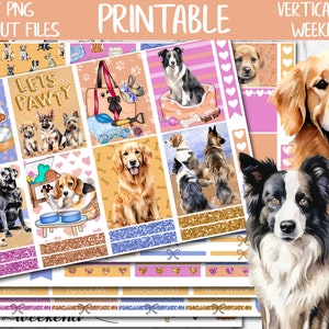 Dog Lover | Erin Condren Printable Sticker Kit, Dog Mom ECLP Digital Stickers Cricut, Cute Puppy Pets Vertical Planner Weekly Kit, Cut Files