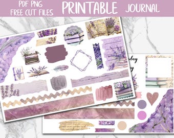 Lavender Books | Bullet Journal Printable Stickers, Book Lover Diary Digital Sticker, Reading Journal Sticker Kit, Floral Journaling Sticker