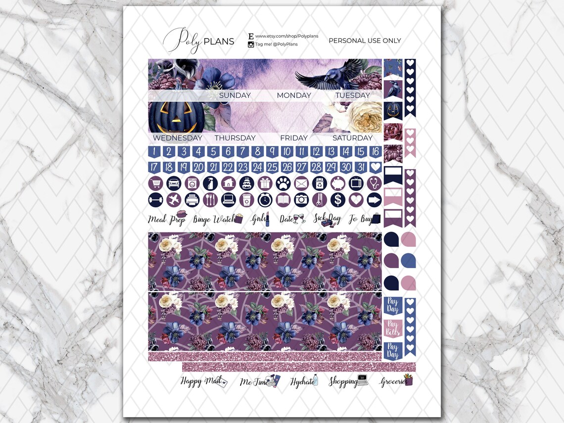 The Raven Halloween Classic Happy Planner Printable Monthly - Etsy