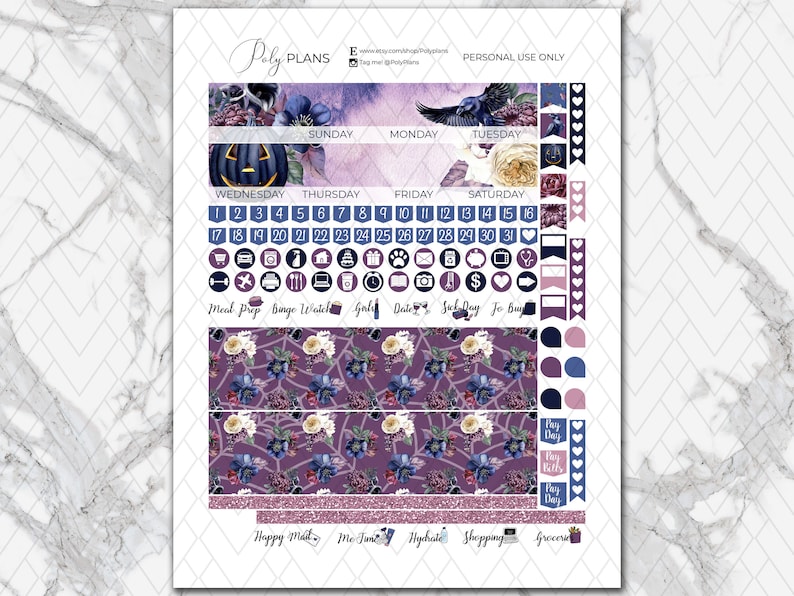 The Raven Halloween Classic Happy Planner Printable Monthly - Etsy
