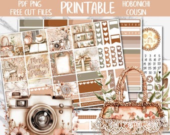 Cozy Summer | A5 Hobonichi Cousin Printable Planner Stickers, Digital Stickers, Planning Time Weekly Sticker Kit, Floral Hobo Cousin Sticker