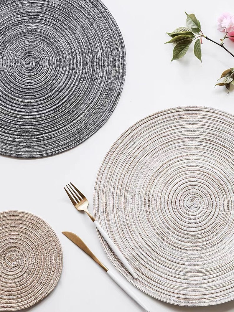 Round Heat Resistant Placemat Stain Resistant Placemat Set Etsy