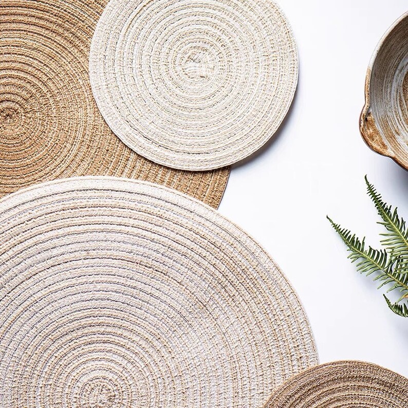 Round Heat Resistant Placemat Stain Resistant Placemat Set Etsy