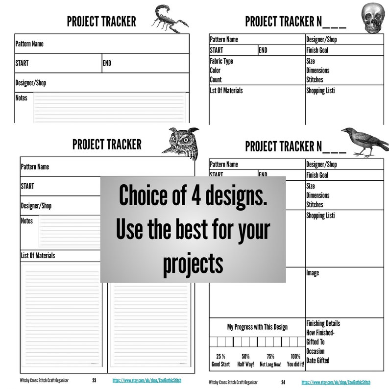 DMC Floss Organizer, Inventory Tracker,cross Stitch Planner,witchy