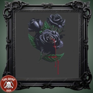 Black Roses Cross Stitch Pattern, Gothic Floral DIY Home Decoration, Victorian Era Charm, Perfect for Pattern Keeper