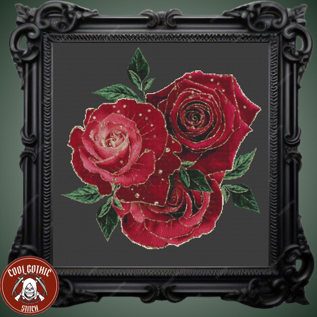 Rose Bouquet Cross Stitch Pattern | Stunning Gothic Flowers & Dark ...
