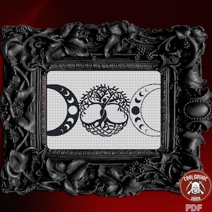 Tree of Life Cross Stitch, Sacred Symbols, Easy for Beginners, Wicca Theme, Pattern Keeper Compatible