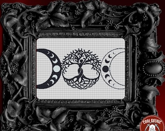 Tree of Life Cross Stitch, Sacred Symbols, Easy for Beginners, Wicca Theme, Pattern Keeper Compatible