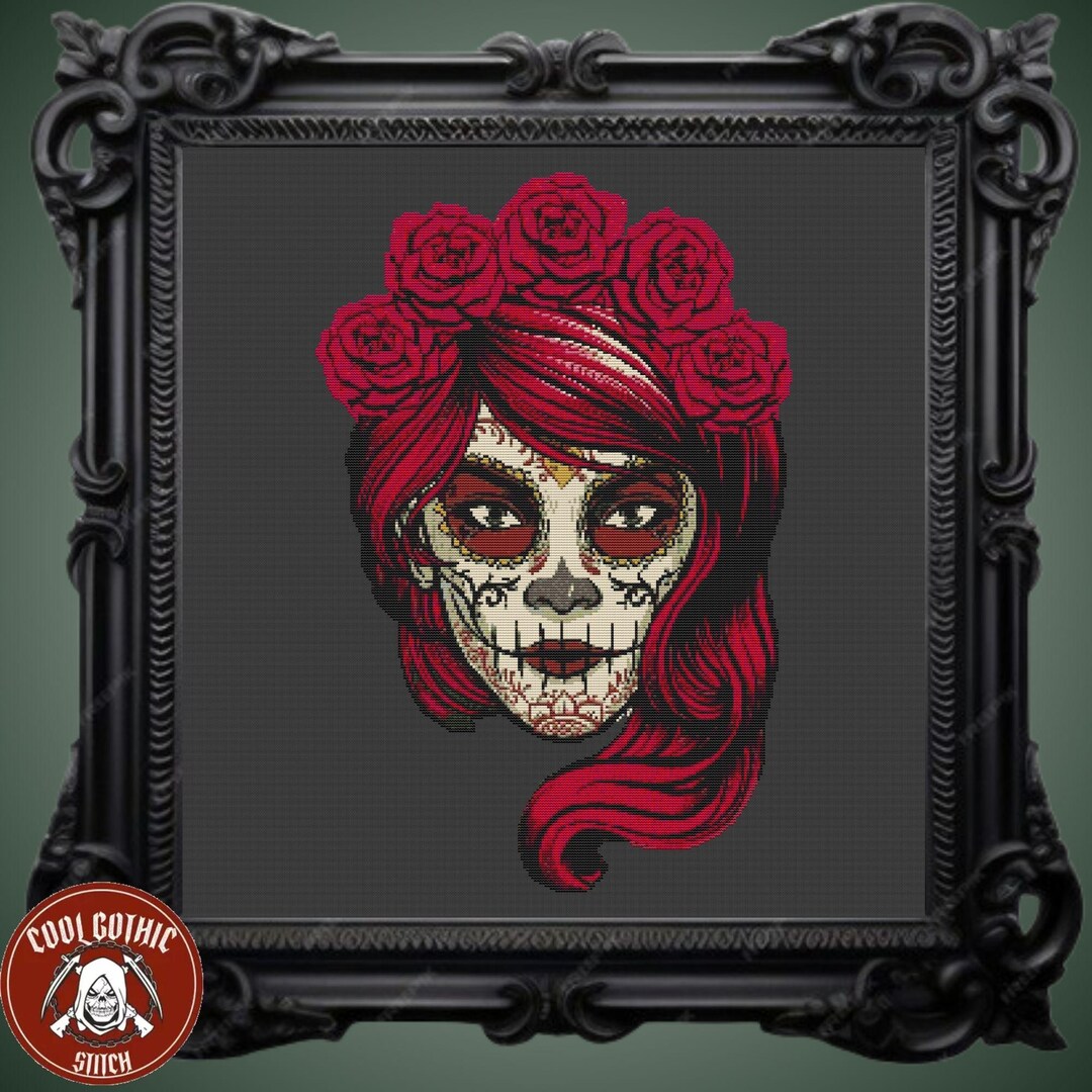 Sugar Skull Cross Stitch Pattern - Dia De Los Muertos Easy Colorful ...