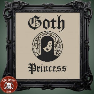 Goth Princess Cross Stitch Pattern - Easy Gothic Design for Beginners, Fabric Friendly & Pattern Keeper Compatible