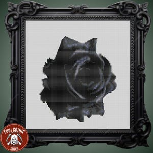 Black Rose Cross Stitch Pattern I Beginners Friendly| Gothic Flower xStitch | Floral Decoration & Valentine&#39;s Day Gift