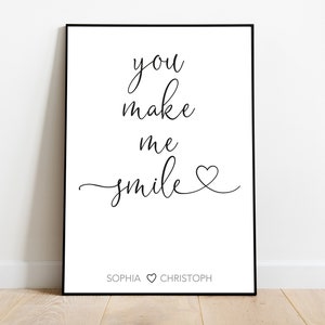 Póster de pareja personalizado con el nombre "Sonrisa"