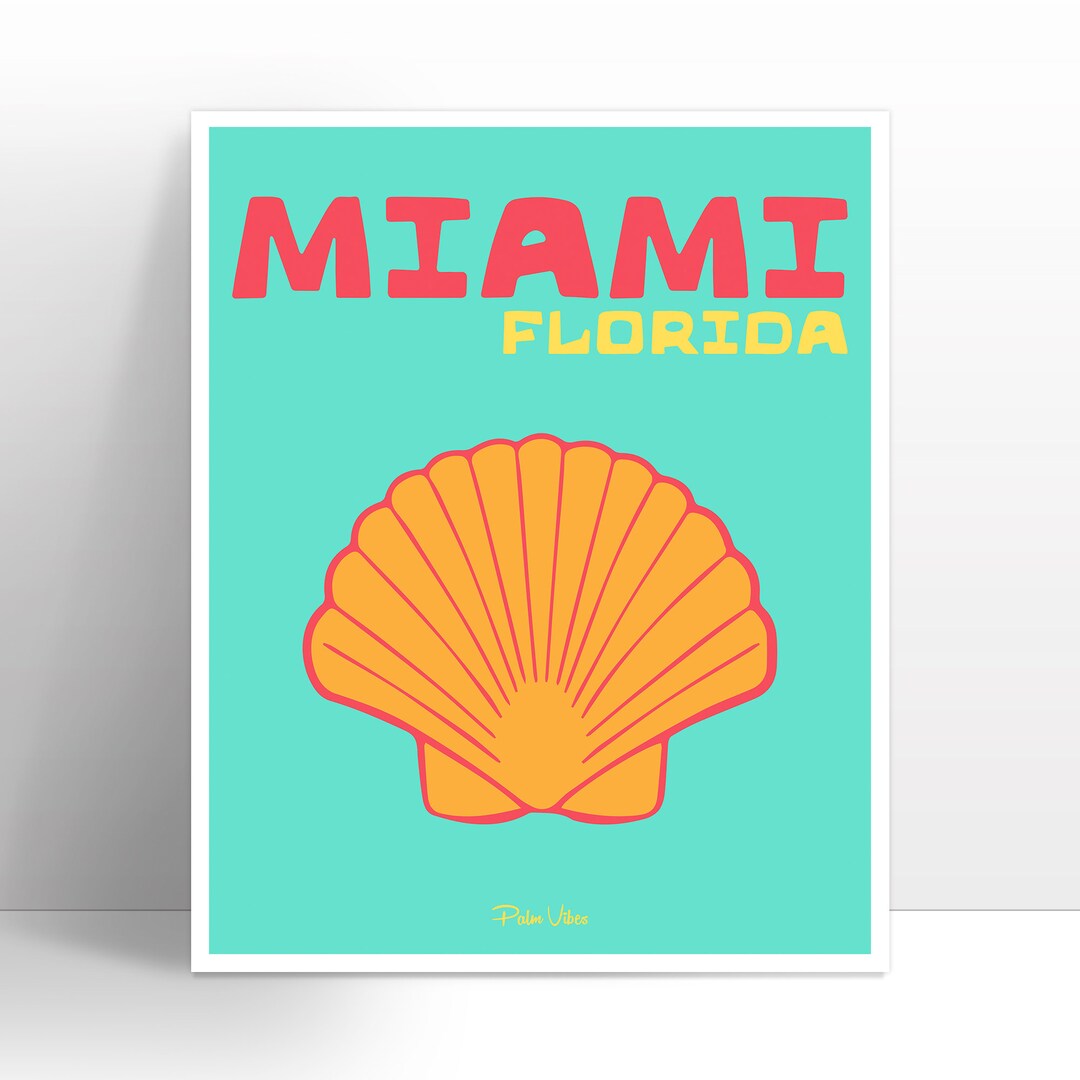 New MIAMI FLORIDA Wall Art Wall Decor Illustration Etsy