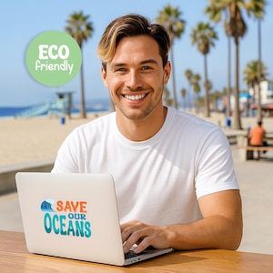 Save Our Oceans Sticker: Eco-Friendly Vinyl Decal for Laptop, Car, Water Bottle