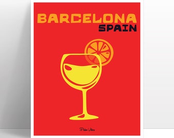 BARCELONA SPAIN! | Wall Art | Wall Decor | Illustration | Colorful | Travel | Mediterranean | Sangria | Orange Slice | Good Vibes