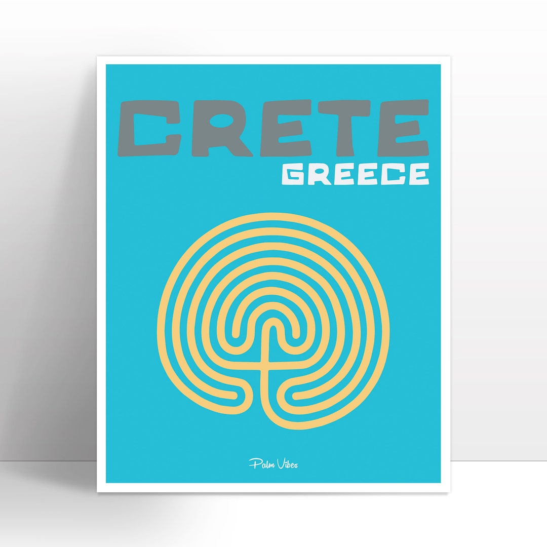 New CRETE GREECE Wall Art Wall Decor Illustration Etsy