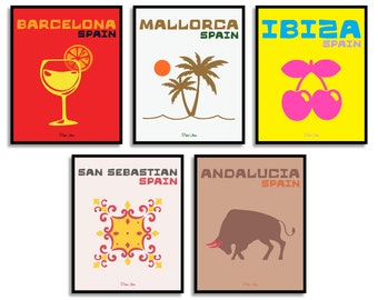 New - BUNDLE PACKAGE SPAIN! | Wall Art | Digital Downloads | Collection Of 5 | Barcelona | Mallorca | Ibiza | San Sebastián | Andalucia