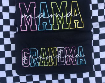 Mama Oma Nana Mimi besticktes Hemd, personalisierte Großmutter Geschenk, Unisex Sweatshirt, Familienname Stickerei, Geschenk für Sie