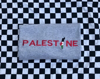 Geborduurd shirt Palestina, T-shirt Palestijnse vlag, uniseks sweater, Cultural Pride-kleding, handgemaakt borduurwerk, cadeau voor activisten