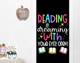 READING IS DREAMING- Classroom- Library -Bulletin Board -Door Decoration Kit - Reading Sign