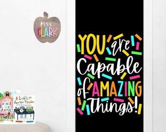 You Are Capable Classroom Door Decor – Growth Mindset Bulletin Board