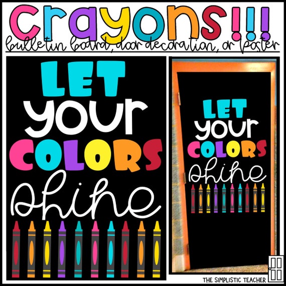 CRAYONS CLASSROOM DECOR Classroom Door Kit Colorful Bulletin Board