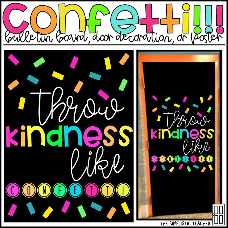 KINDNESS DECOR Throw Kindness Like Confettibulletin Board Etsy