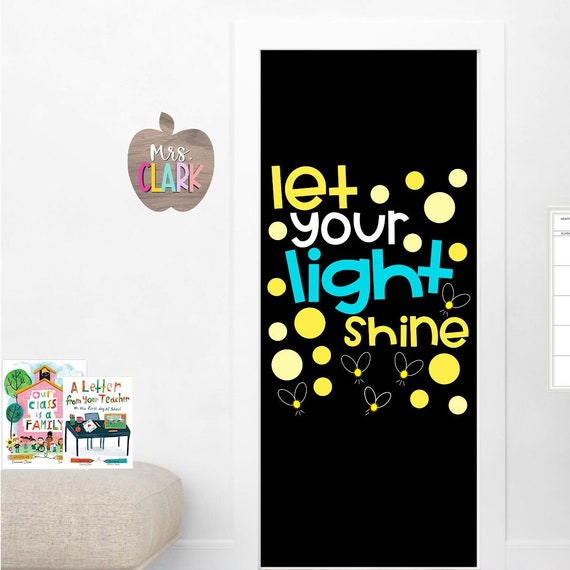 LET YOUR LIGHT Shine Door Decor Bulletin Board Kit Card Stock Poster  Classroom Letters Quote Sign Faith-based Classroom Decor 