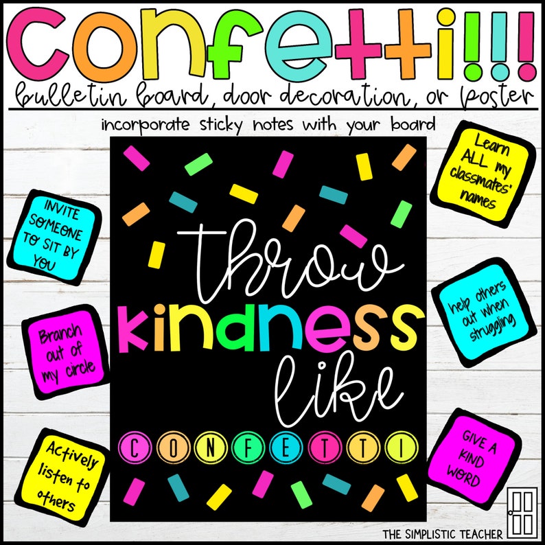 KINDNESS DECOR Throw Kindness Like Confettibulletin Board Etsy