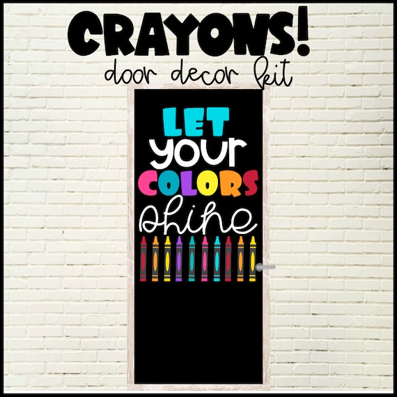 CRAYONS CLASSROOM DECOR Classroom Door Kit Colorful Bulletin Board