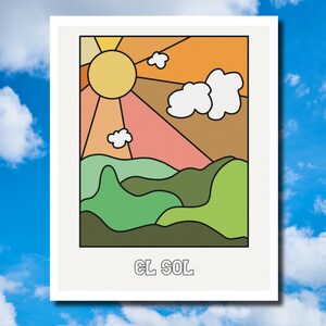 An &quot;El Sol&quot; stained glass-style print; DIGITAL PRINT