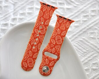Pumpkin Spice Watch Band, size 38/40/41mm small, Fall Leaves, Pumpkins, Pumpkin Spice, Minimalist Pumpkin, Hello Fall
