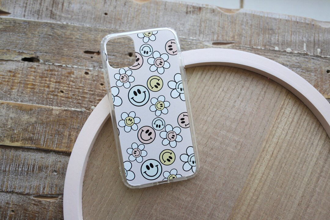 Smiley Retro Flowers iPhone Case, Smiley Face, Trending Phone Cases, Smiley Face Phone Case