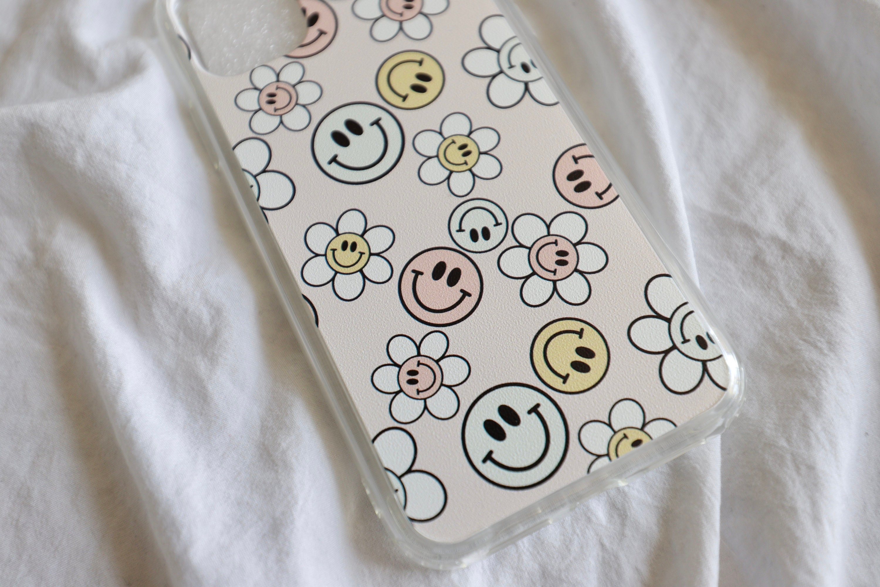 Smiley Retro Flowers iPhone Case, Smiley Face, Trending Phone Cases, Smiley Face Phone Case