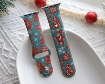 Christmas Gingerbread Watch Band, 38/40/41mm small, Christmas Gifts, Holiday Gifts, Christmas Holiday, Watch Accessories, Christmas Print