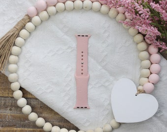 Smiley Face Retro Flowers Engraved Silicone Watch Band compatible with the Apple Watch, 38/40/41mm small, Retro, Groovy, Good Vibes, Smiley