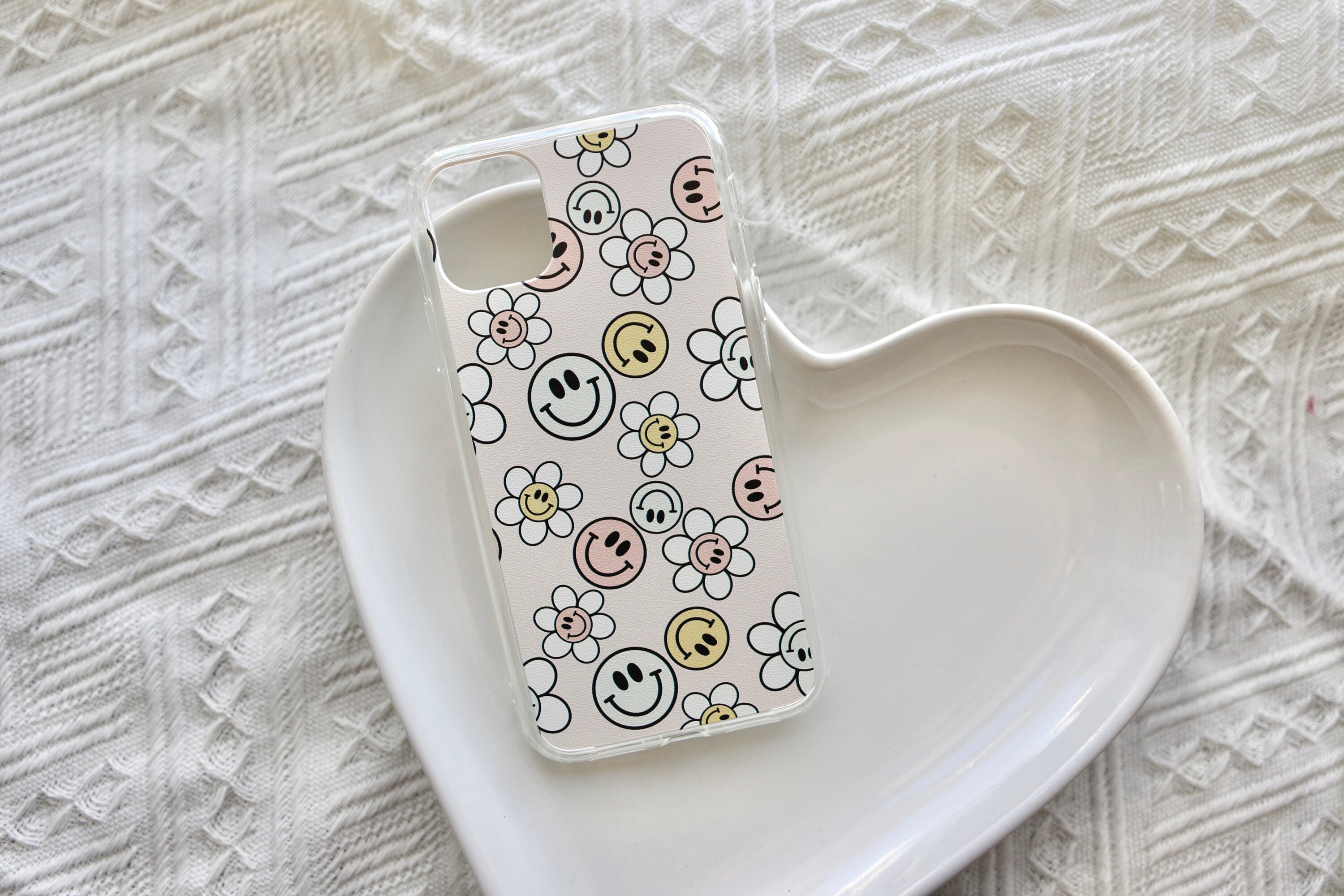 Smiley Retro Flowers iPhone Case, Smiley Face, Trending Phone Cases, Smiley Face Phone Case